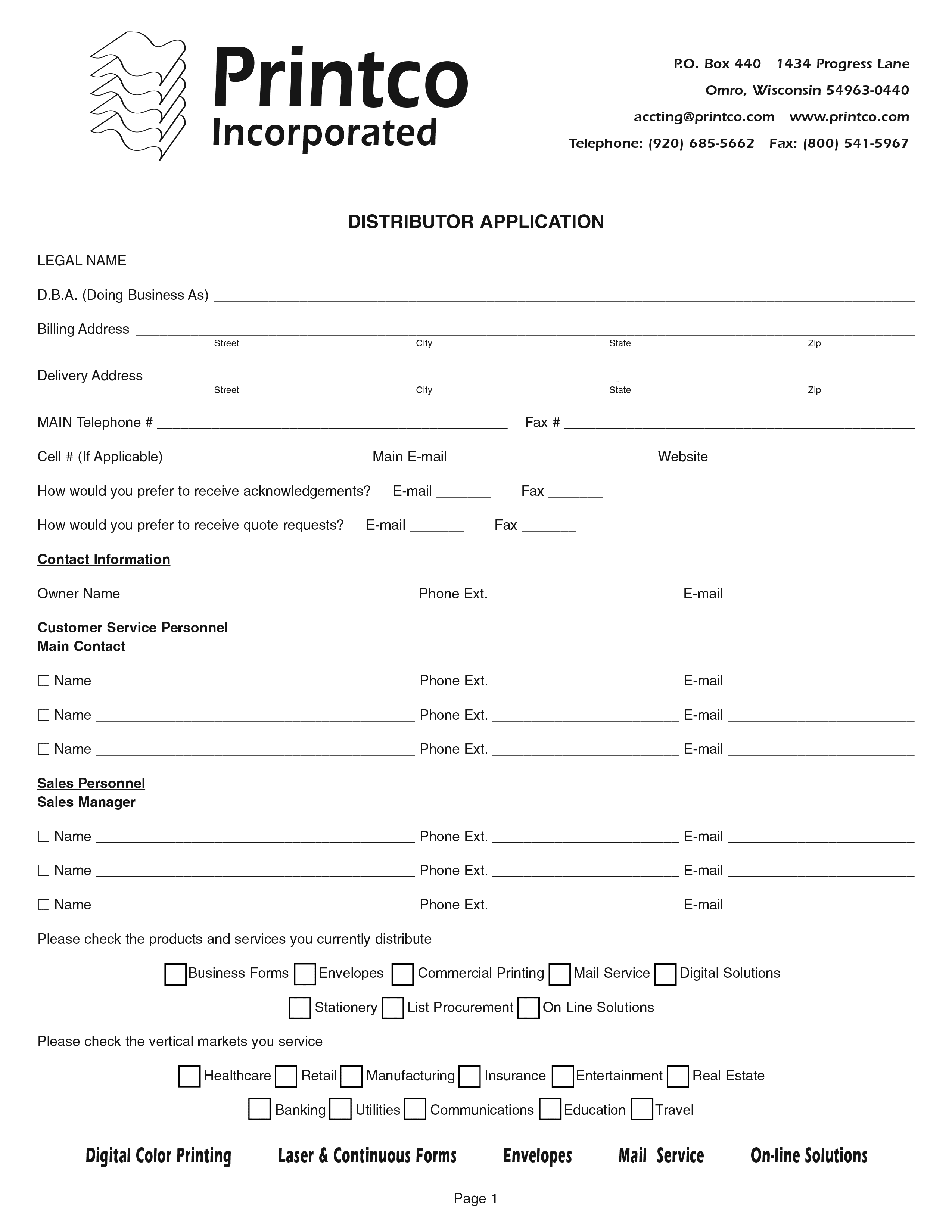 Distributor Application Printco