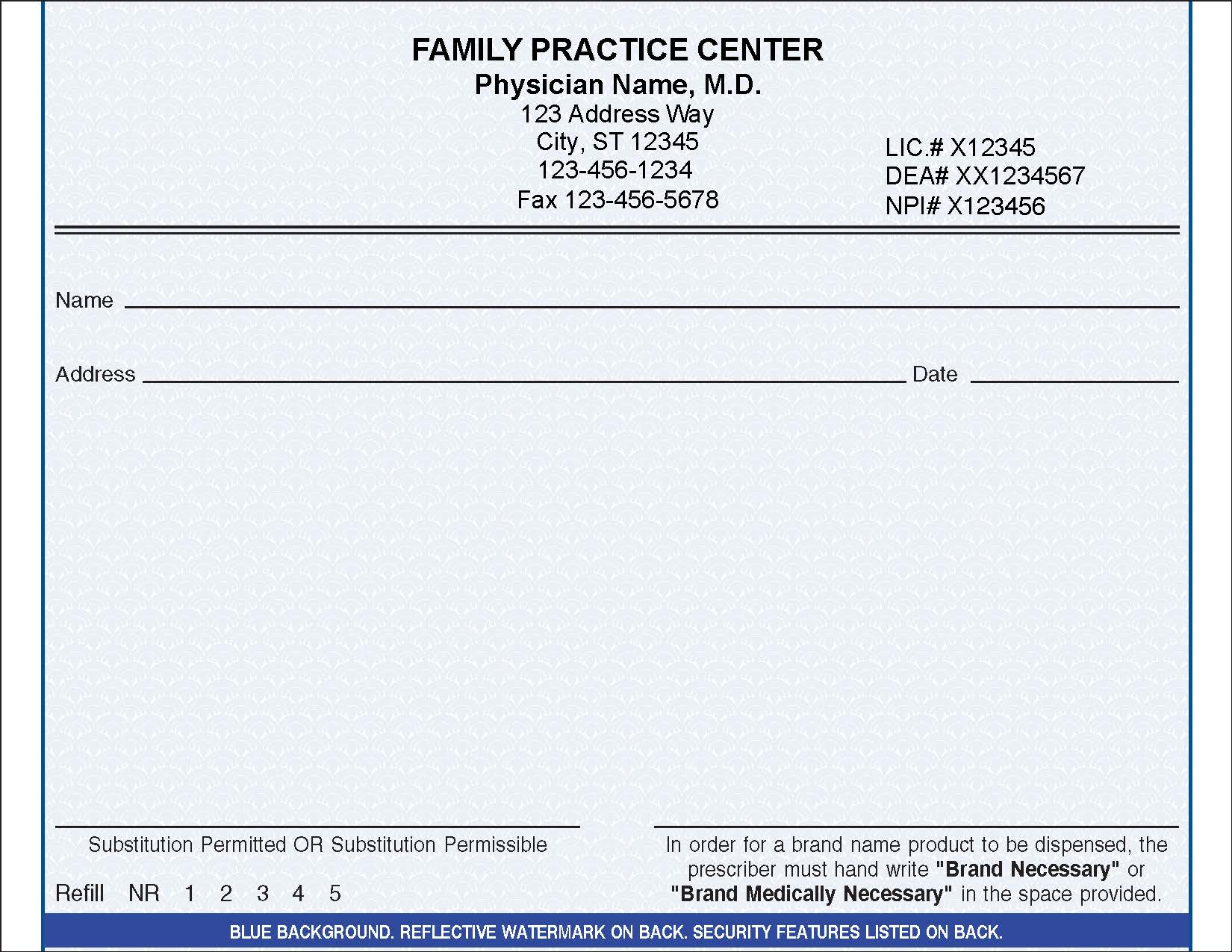 Delaware Prescription Form