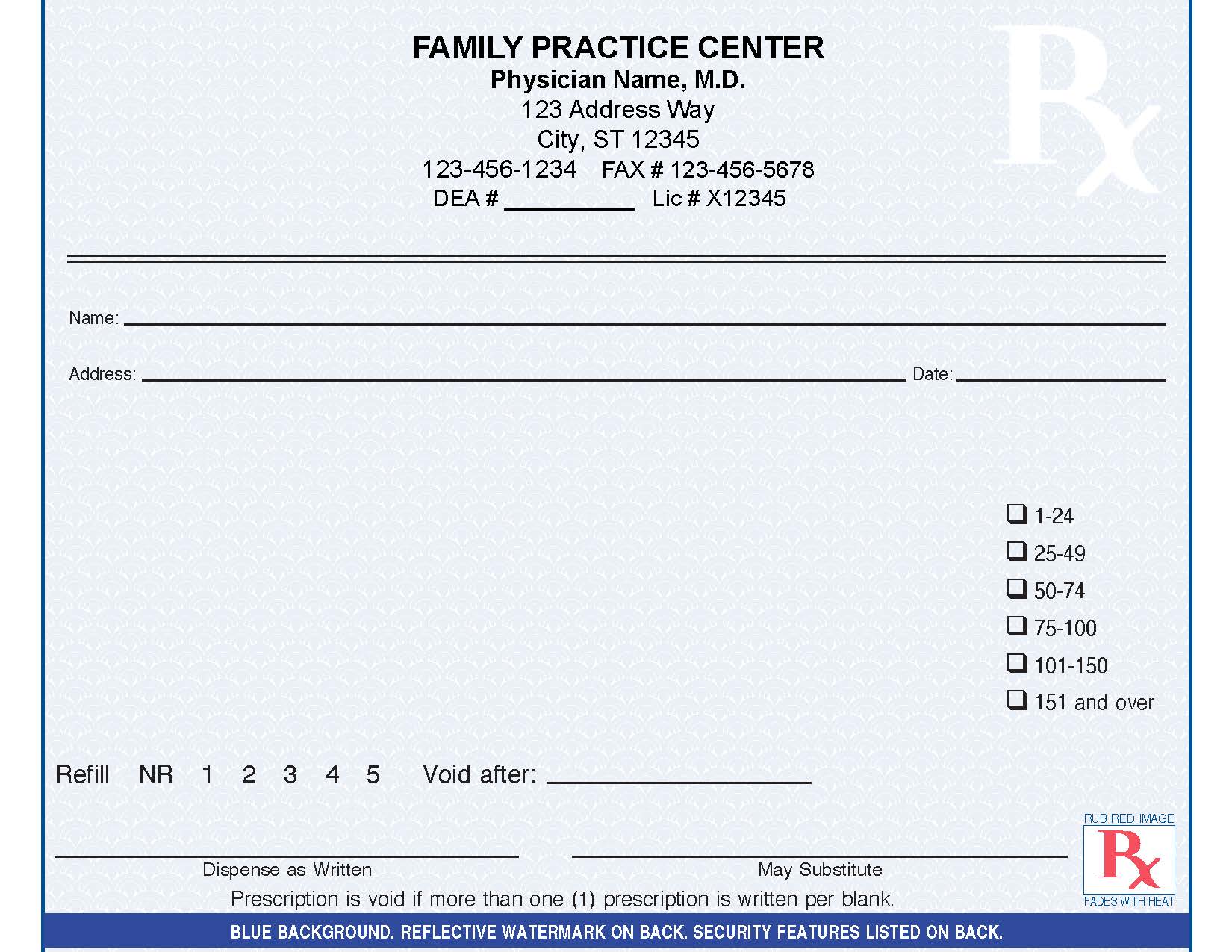 Indiana Blank Order Form